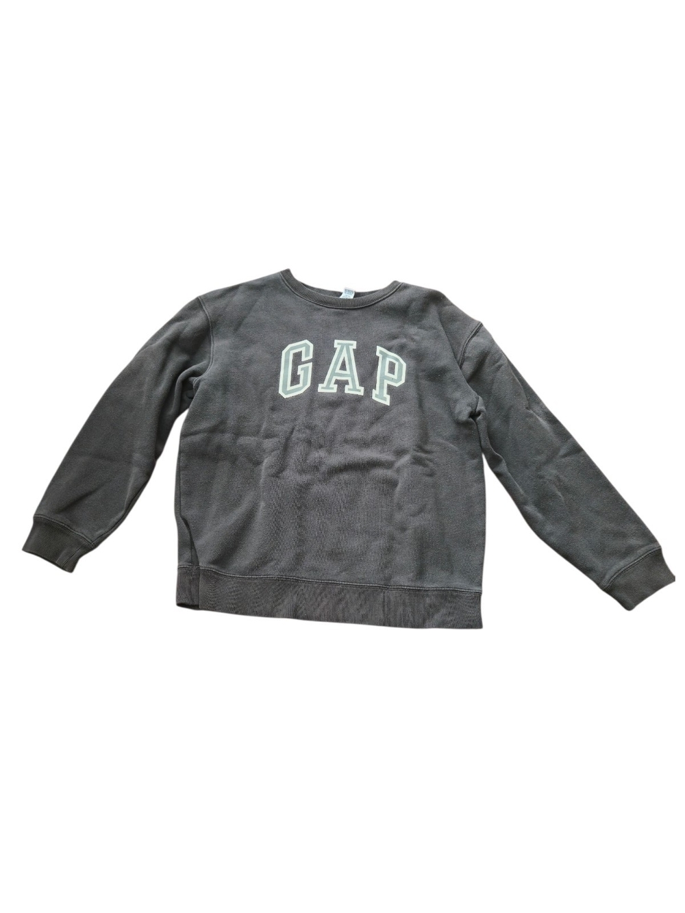 GAP Women's Charcoal Gray Crewneck with White/Green Logo - XL